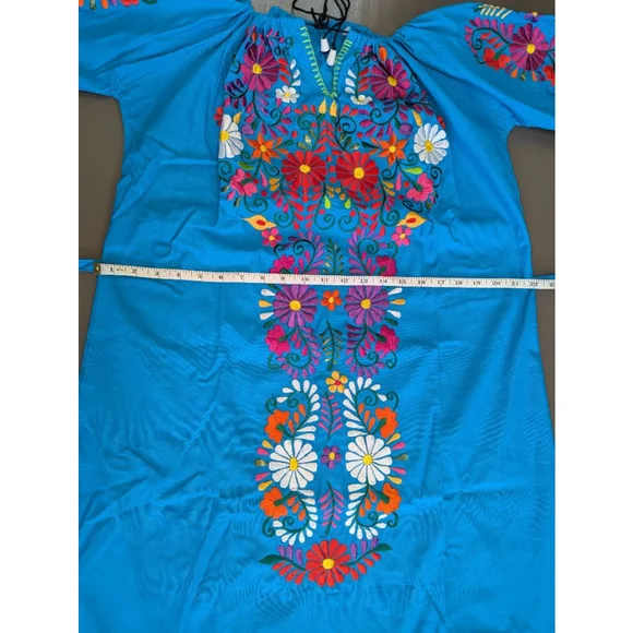 Traditional Mexican style dress in Blue - Picture 2 of 4